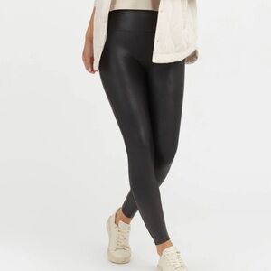 SPANX Black Faux Leather Leggings Size M